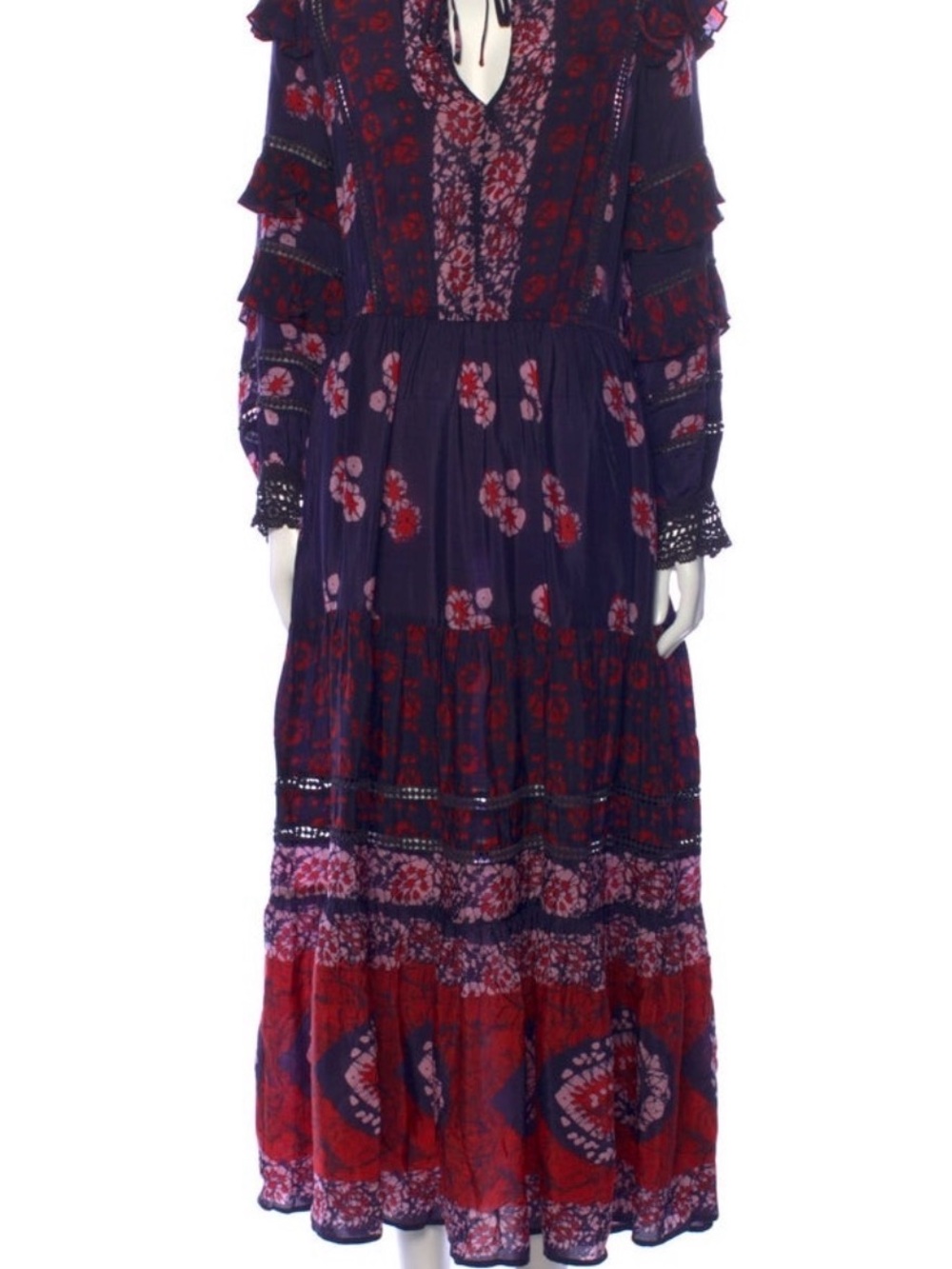 Sea New York Purple Maxi Dress with Red Floral Print 8